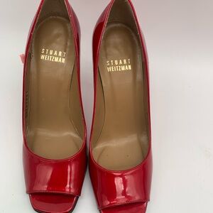 Stuart Weitzman Red Peep Toe Heels size 5 Elegantcore